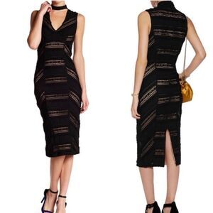 Cinq A Sept Black Kors Lace Choker Cocktail Dress